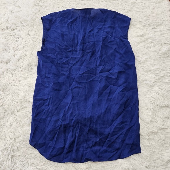 3.1 Phillip Lim Sz 6 Royal Blue 100% Silk Cap Sleeve Semi Sheer Minimalist Top - Picture 3 of 8